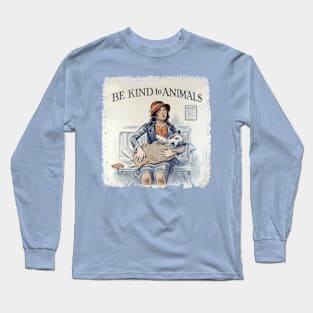 Be Kind to Animals Vintage Poster Long Sleeve T-Shirt